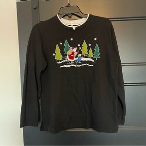 Womens Black Christmas Pullover Top